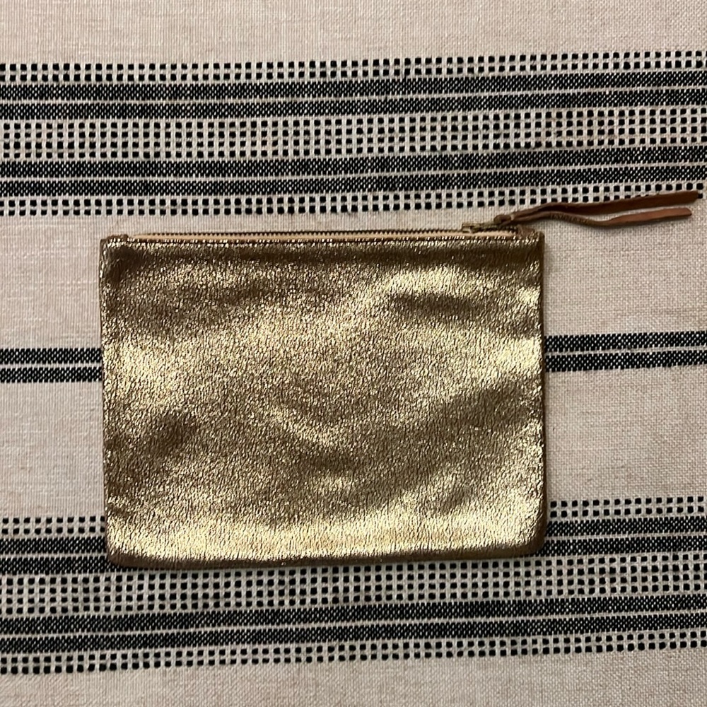 Genuine leather gold pouch clutch